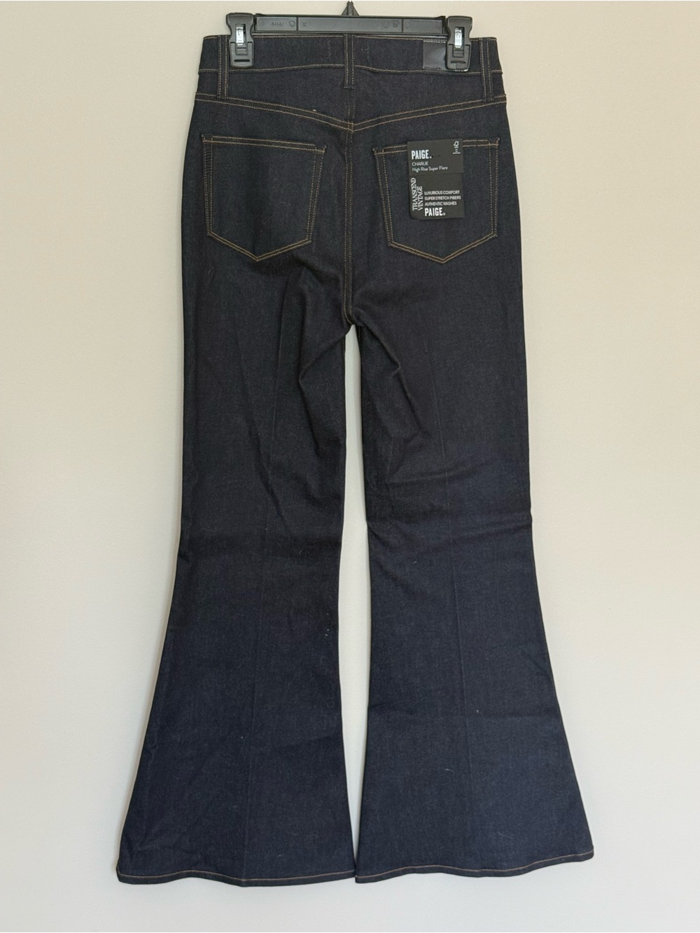 PAIGE Dark Wash High Rise Flare Jeans Wide Leg Retro Denim - Picture 8 of 13